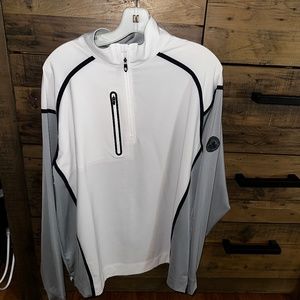 Footjoy pullover white/dark white with navy piping